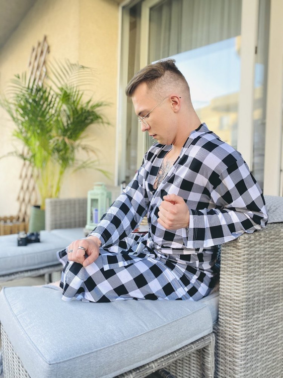 338 Krata Szlafrok męski / damski De Lafense - czarny/biały