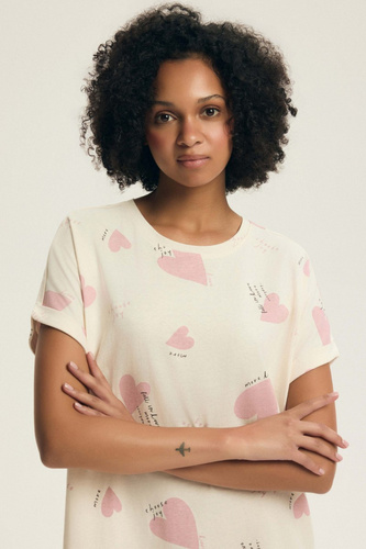 Koszula nocna Elain 44496 Henderson – 100% bawełna, serduszka- różowa