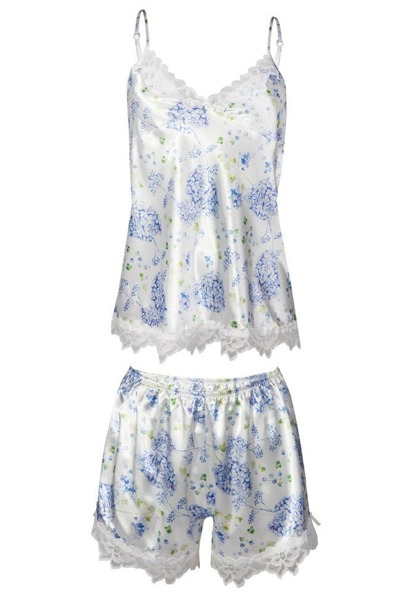 Flowers Komplet piżama damska DKaren -DK-KV czarny 008