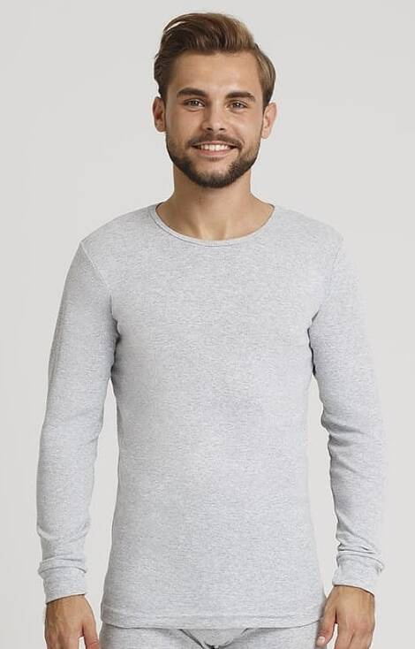 Prążkowana koszulka długi rękaw Gucio szary