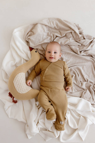 03249C "Natural Waffel" Body baby z długim rękawem Makoma camel 