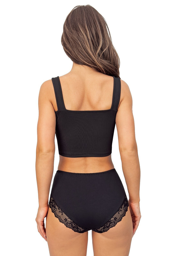 Figi 238 Donna czarne– bawełniane figi damskie z koronkowymi wstawkami