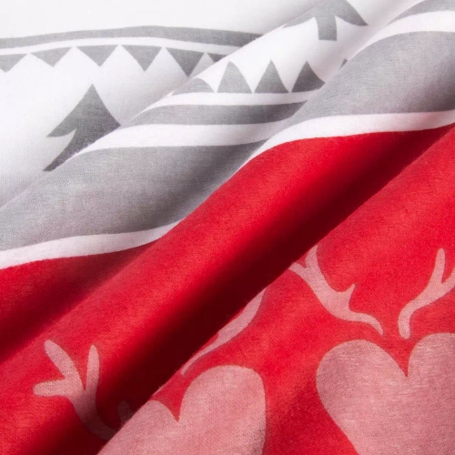 31516/1 Pościel flanelowa świąteczna Flanelove Darymex szara czerwona– komplet 100% bawełna, ciepła i miękka