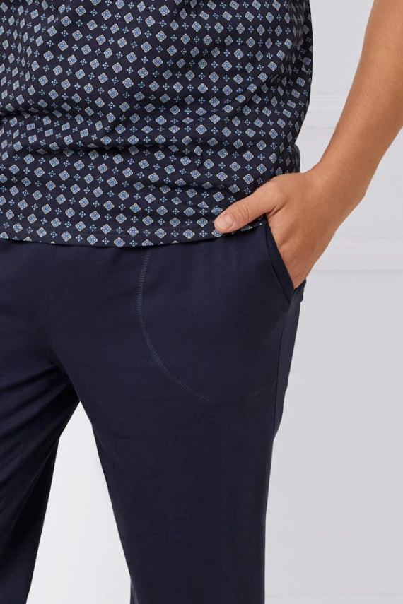 Gerard Piżama Męska krótki rękaw, 3/4 spodnie Italian Fashion - druk/granatowy 