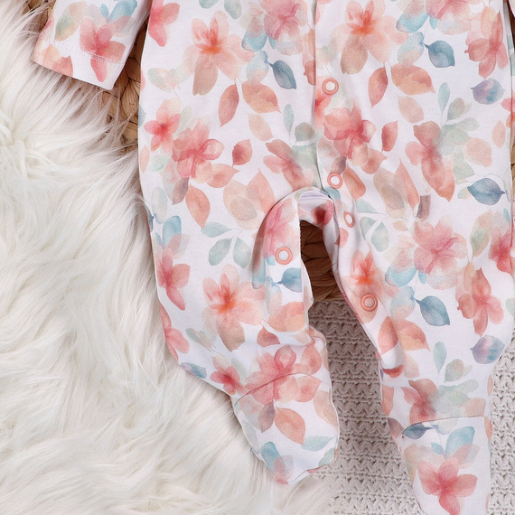 ABN-5419 Kolorowe kwiatki Pajacyk bawełniany dla dziewczynki Nini druk 