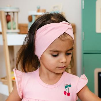 Opaska dziewczęca Eevi Cherry bawełna elastyczna wygodna- różowa 