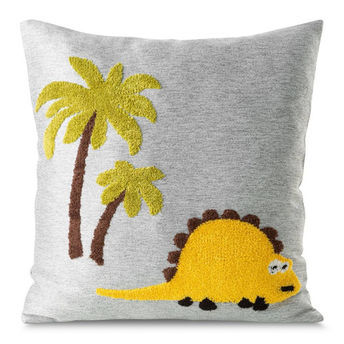 Dino 1 Poszewka dziecięca z dinozaurami Eurofirany stalowy