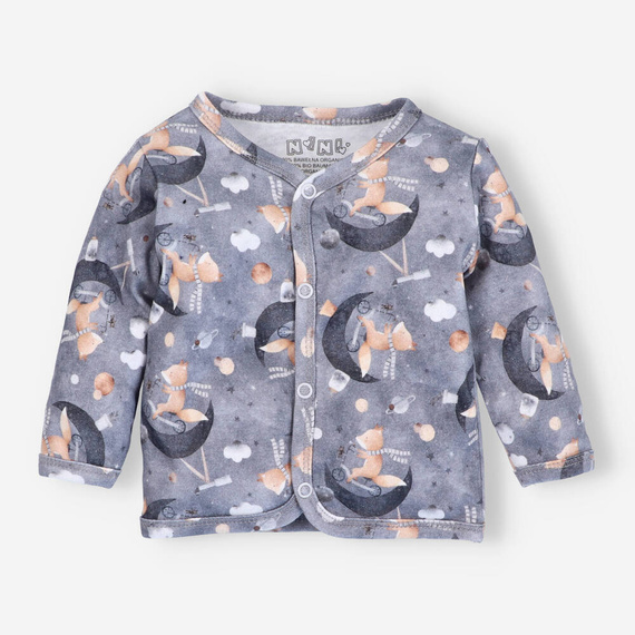 ABN-4627/LIS Space Tour Kaftanik niemowlęcy z bawełny organicznej Nini niebieski