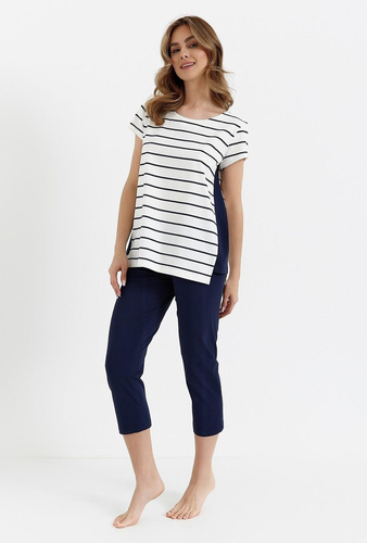 448 Piżama damska Cana - ecru - granatowy