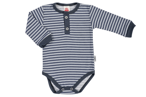 0327PN "Strip Types" Body polo z długim rękawem Makoma niebieski