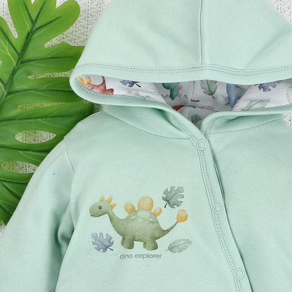 ABN-5578 Dino Explorer Ocieplany kombinezon niemowlęcy z bawełny organicznej Nini – ekologiczny i bezpieczny