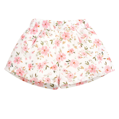 Spodenki krótkie muślinowe Flowers ecru Pinokio dla dziewczynki