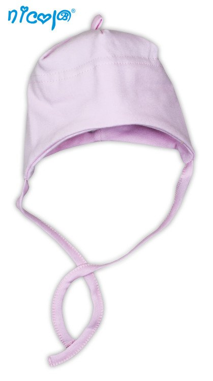 006 A 04 Czapeczka niemowlęca wiązana "Basic" Nicol - różowy