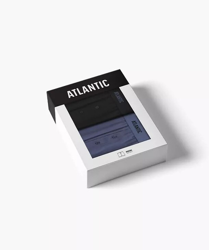 Bokserki męskie Atlantic 2MBX-0255 A2 2-pak czarny-denim– luźne, 100% bawełna