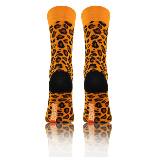 Cętki Panterka Skarpety długie finest cotton dwie różne Sesto Senso pomarańczowy
