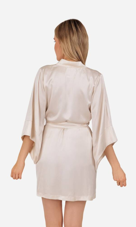 Ofelie Szlafrok damski satynowy ByShelly - beżowy