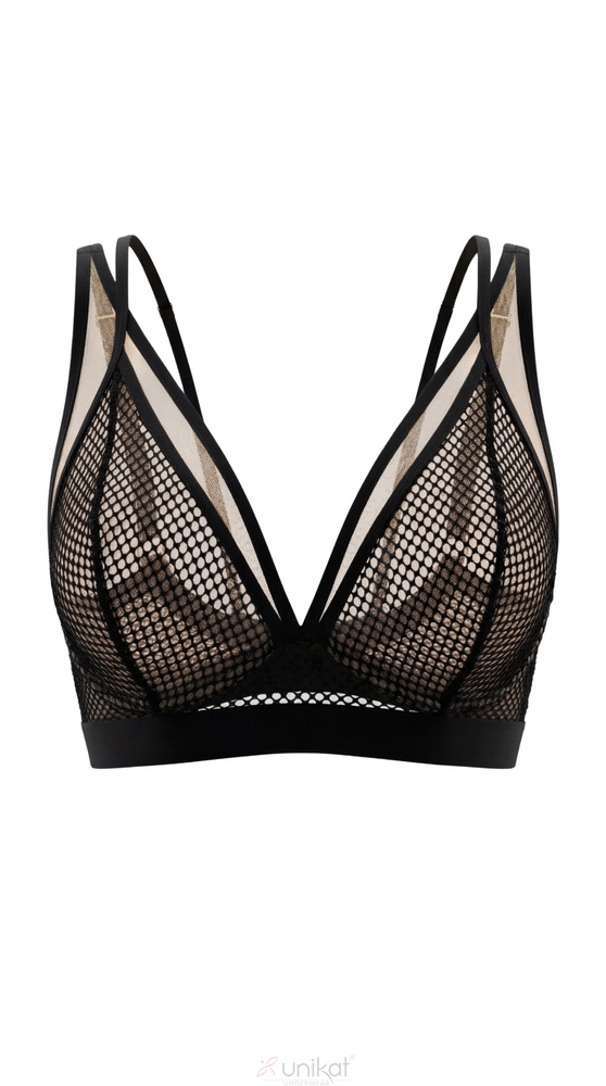 Biustonosz Soft Edith Unikat Czarny Transparentny Siateczkowy Bralette