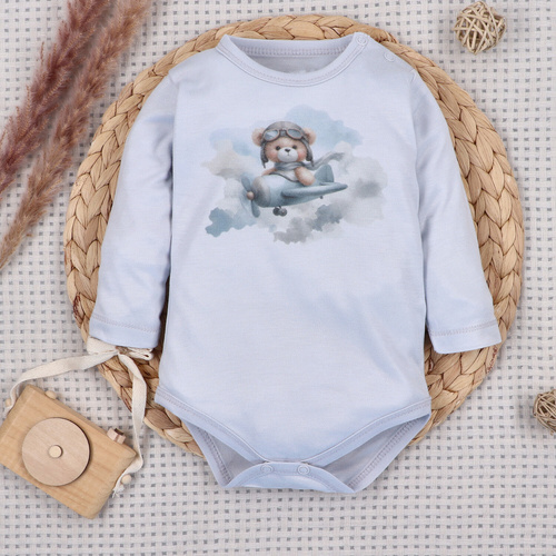 NINI ABN-5746/JSZ body niemowlęce 100% bambus Baby Bear Pilot z napami