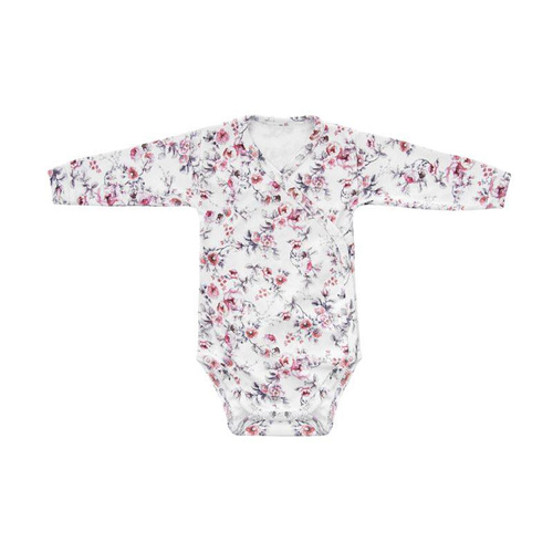 Body rozpinane z długim rękawem "Rose" Terjan - white rose