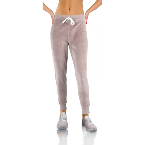 Welur Spodnie dresowe damskie Sesto Senso brudny róż