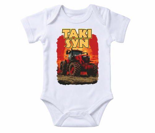 SKU: 025TS Body Niemowlęce Moocha Taki Syn z Traktorem Krótki Rękaw Białe