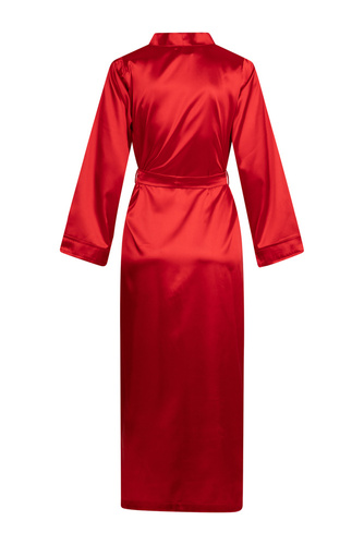 Eunika Szlafrok damski satynowy długi ByShelly - czerwony