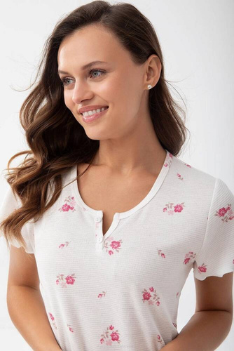 186 Koszula Nocna Luna - ecru- amarant