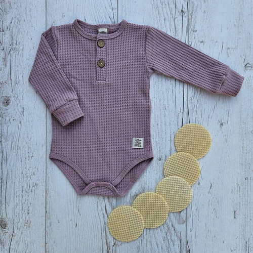 03249DRPP "Natural Waffel" Body polo z długim rękawem Makoma pink