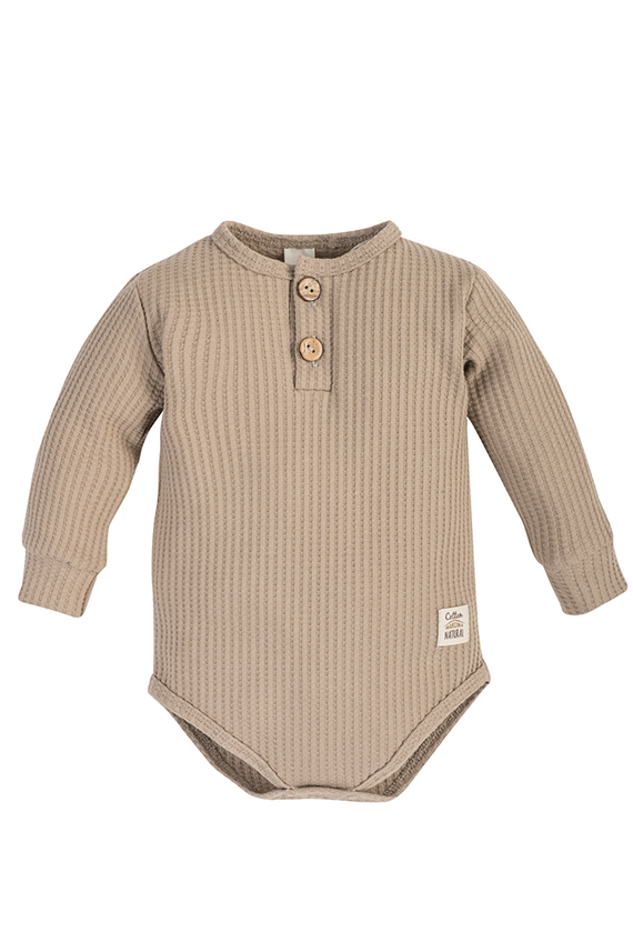 03249DRPS "Waffel Stone" Body polo z długim rękawem Makoma stone