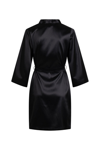 Vesna Szlafrok damski satynowy ByShelly - czarny