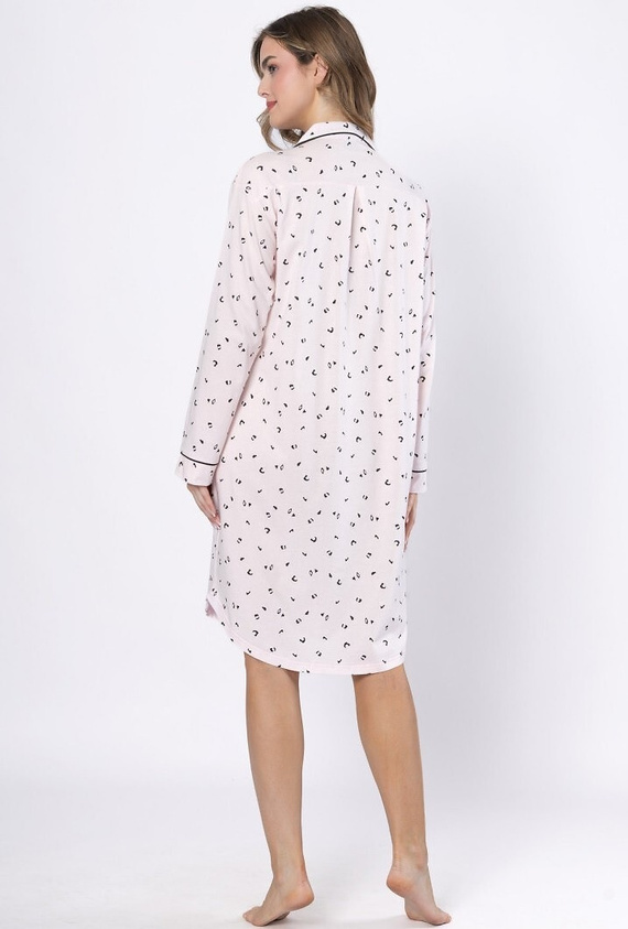 Koszula nocna Laveza Angela 1619 –jasny róz, bawełna, długi rękaw, zapięcie na guziki