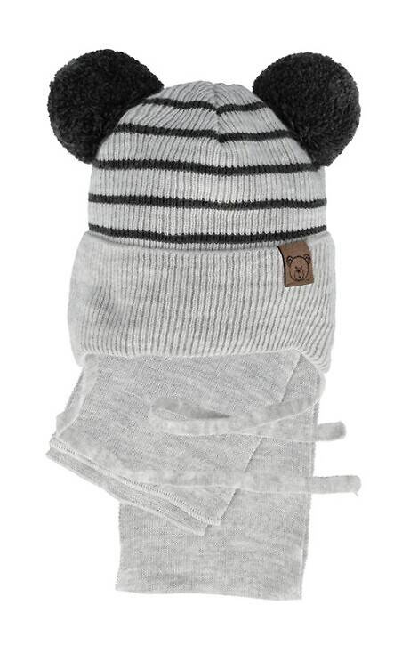 48-317 Komplet czapka+szalik AJS jasny szary