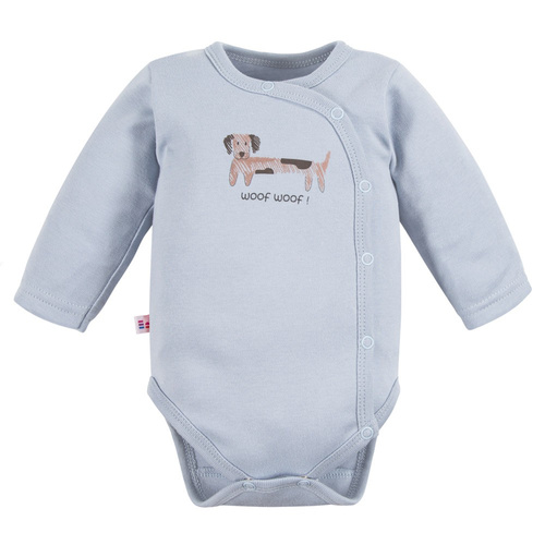 Puppy Playtime Body rozpinane z długim rękawem Eevi - niebieskie