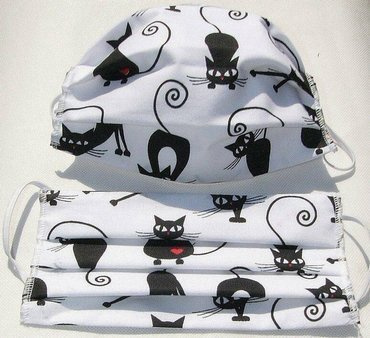 998E Maseczka dwuwarstwowa Karo - 51N kotki czarne