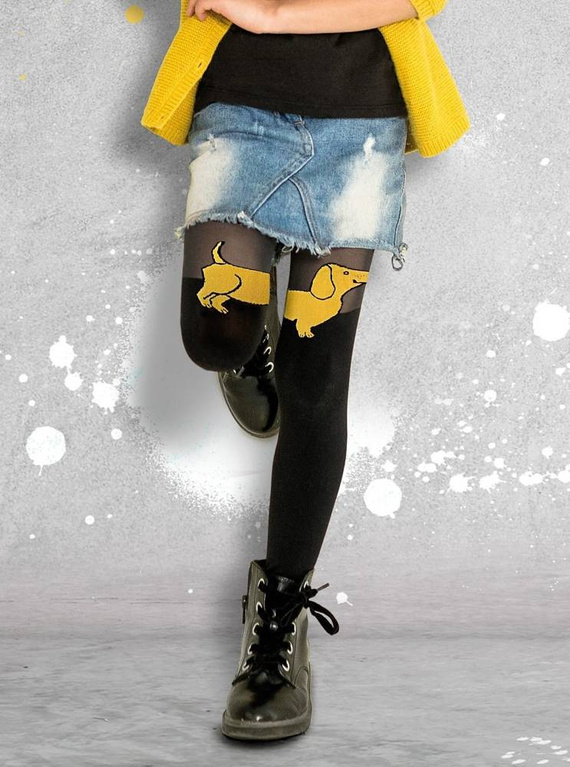 2326 Saba Rajstopy Dziewczęce Knittex nero-curry