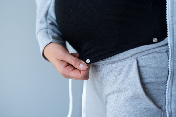 205 Spodnie Dresowe Ciążowe MIRACLE- szary melanż