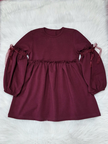 Ada Sukienka dziewczęca Bambarillo bordo– dzianina bawełniana, wygodna i elastyczna