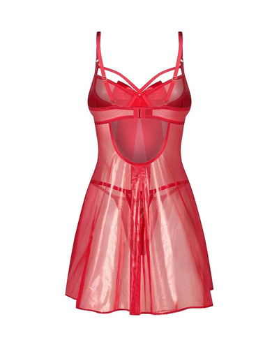 Obsessive Gifty Red Babydoll Czerwona Koszulka Damska z Fiszbinami + Stringi