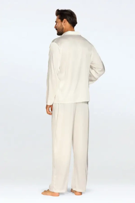 Lukas Piżama Męska Satyna - jasny ecru