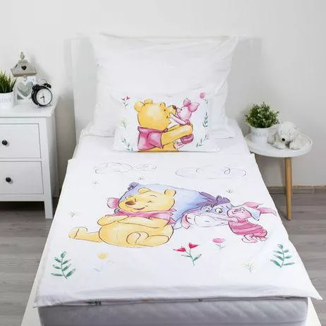 Pościel bawełniana do łóżeczka Kubuś Puchatek 100x135 Jerry Fabrics z zamkiem