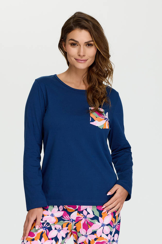 7 Piżama damska Senizo granatowy kwiaty