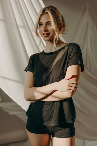 219201 Cora Bluzka damska bambusowa Teyli - czarny