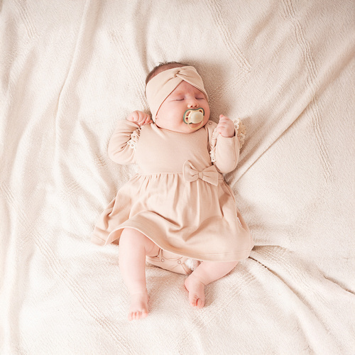 212160 Tola Sukienko-body z długim rękawem Nicol - beżowy