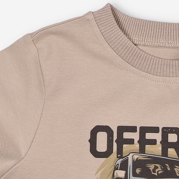 KAR-2003/BEZ T-shirt dla chłopca Lagarto Verde beżowy