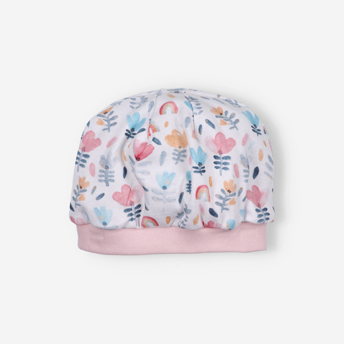 ABN-5173 Tęczowy Ogród Czapka niemowlęca z bawełny organicznej Nini
