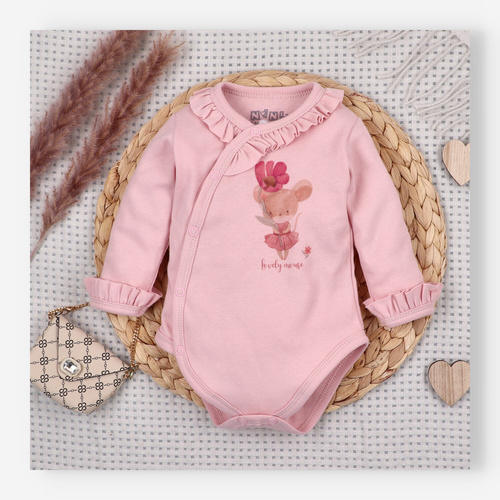 ABN-5682 Bawełniane body kopertowe Małe Myszki Nini organic 100% PL produkcja