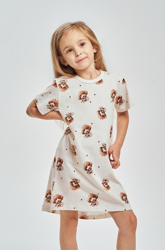 Koszula nocna dziewczęca Coco 3548 Taro brązowa – 100% bawełna, pieski