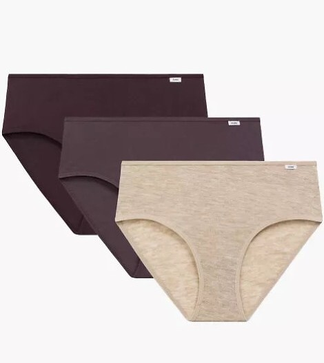 3CLP-011/Z25 Maxi Figi damskie Atlantic beżowy-wino-fioletowy  – bawełna, 3 szt.