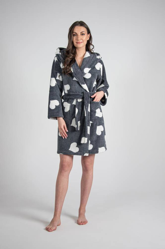 671 Serca Krótki Szlafrok damski Forex - grafit