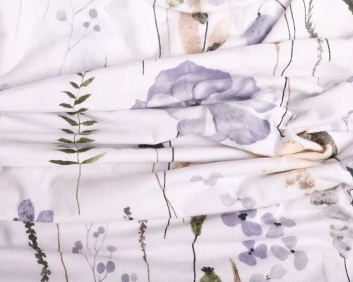 F-90 Pościel flanelowa kwiaty Matex biały/niebieski